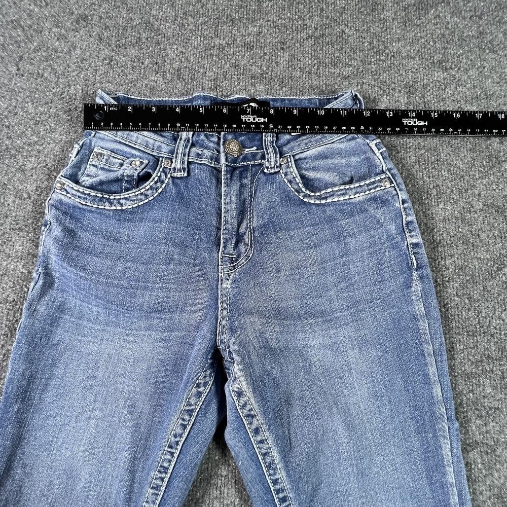 SKY Flared Jeans Women's 4 Blue Denim Embroidered Western Rhinestones Workwear - Picture 3 of 16